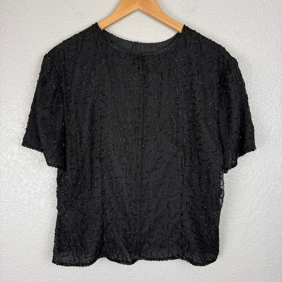 Y2K Vintage 2000 Champagne Pop Sequin Beaded Top - Millennium, Party, NYE - Picture 7 of 10